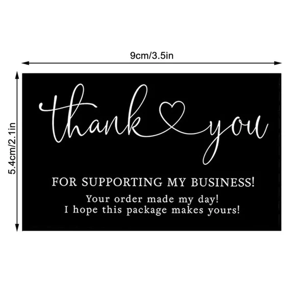 🖤BLACK🖤 "THANK YOU" FOR SUPPORTING MY BUSINESS! CARDS - 50PCS - 🌟NWT🌟 - Picture 4 of 11